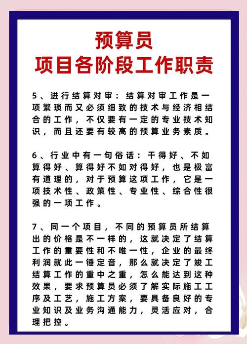 预算部岗位职责：负责环保工程施工项目全面预算工作